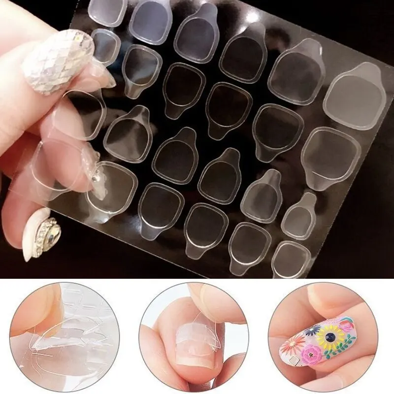 

10/5 Sheets Clear Jelly Glue Tabs False Nail Removable Nail Stickers Adhesive Tabs Tool