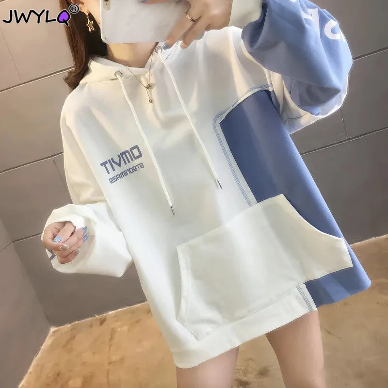 

Толстовка Женская с длинным рукавом, тонкая однотонная свободная уличная одежда в стиле оверсайз, универсальная одежда, весна-осень