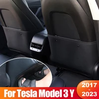 for tesla model 3 y 2017 2021 2022 2023 seat back car anti kick pad protector interior child anti dirty leather accessories