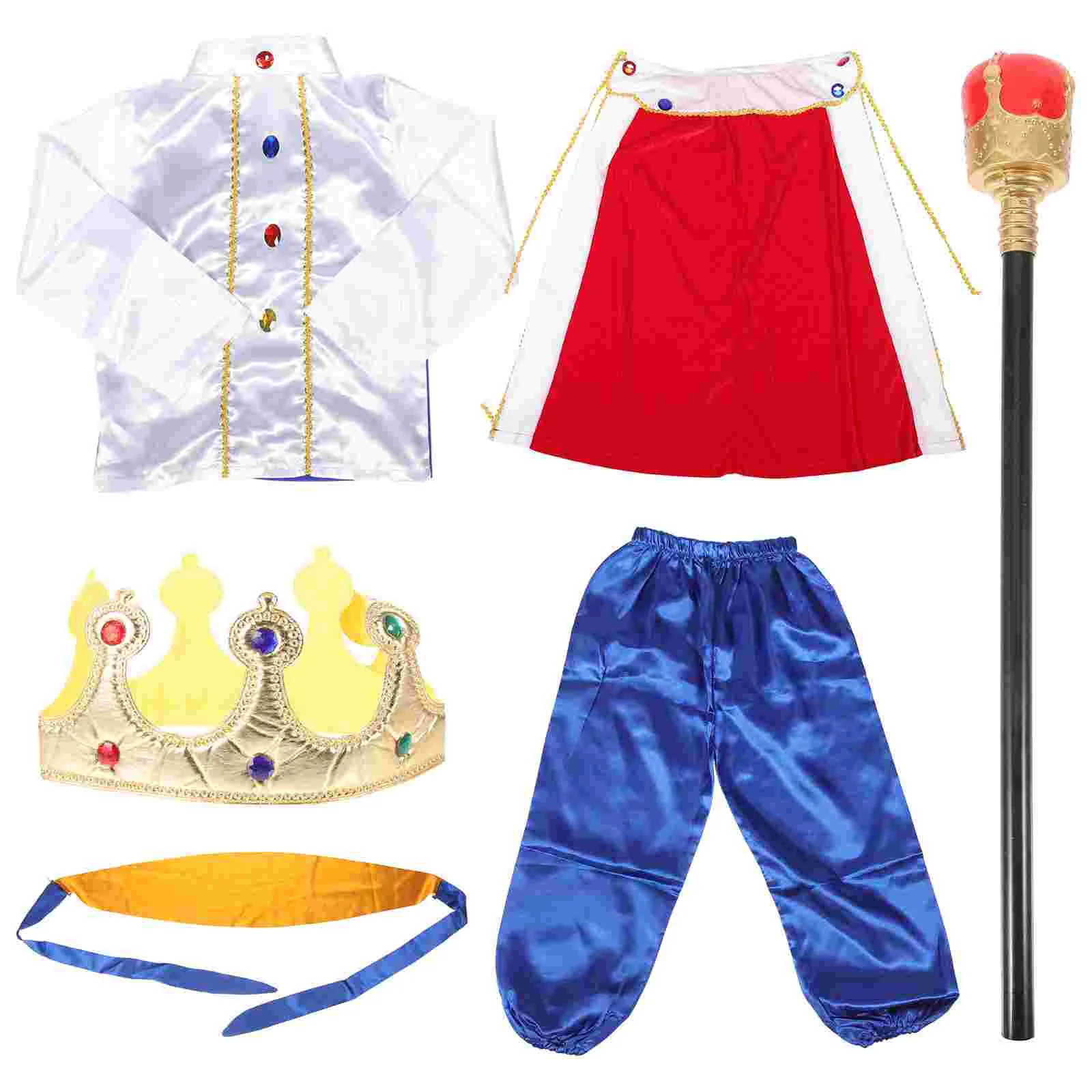 

Party Costume Kid Halloween Cosplay Crown Cloak Children King Role Fabric Cape Royal Boy