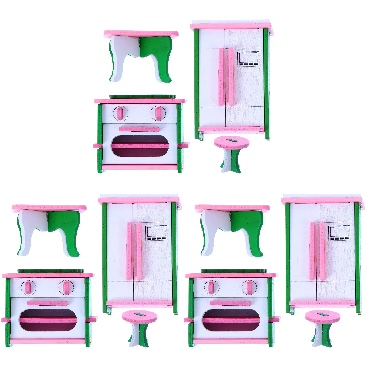 

3 Sets Wood Doll Kitchen Furniture Accessory DIY Doll Ornament
