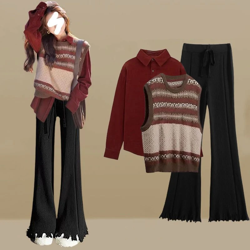 Женский осенне-зимний комплект одежды новинка 2024 изящный вязаный жилет с