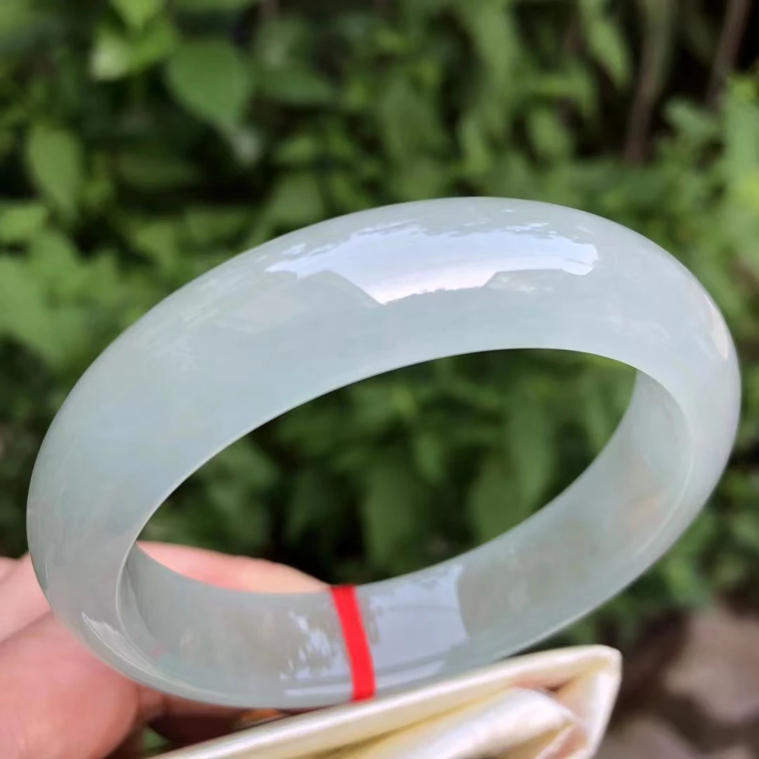 

Natural Myanmar jadeite bangle flat bar real jadeite bangle natural green jade stone for woman temperament bracelets 57mm 284