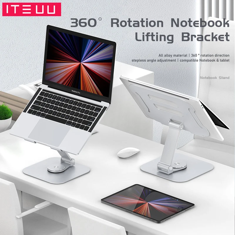 

Laptop Stand Notebook 360 Rotation Foldable Adjustable Tablet Mount Support Lifting Heightening Aluminum Alloy Metal Kickstand