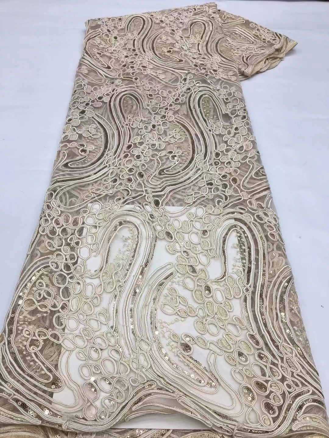 Роскошная кружевная сетчатая ткань rench с бусинами и блестками роскошное вечернее