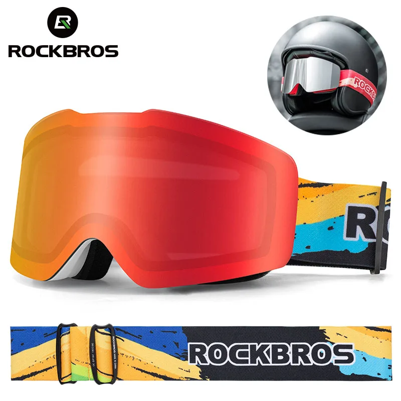 

ROCKBROS Discolor Ski Goggles Double Layers Anti-fog Skiing Glasses UV400 Sunglasses Moto Bicycle Cycling Eye Mask Ski Equipment