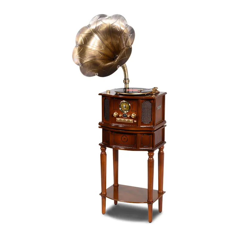 

high quality UFD SD MP3 Playback retro record vinyl player natural wood stereo gramophone