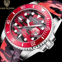 2022 lige new fashion men watches top brand luxury camouflage quartz wrist watch sport red silicone watch for men reloj hombre