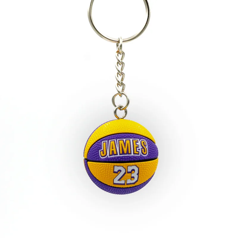 Fashion Basketball Star Name Keychain Trend 3D Basketball Keychains Mini Match Souvenir Ball Keyring Pendant for Sport Fan Gift