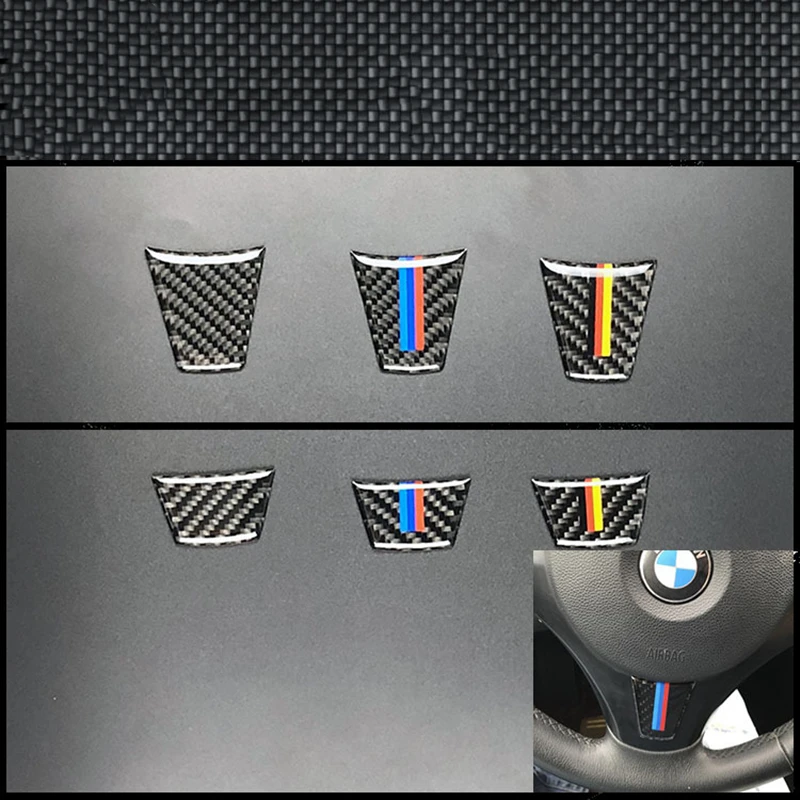 

Steering Wheel Emblem M Stripe 3D Carbon Fiber Sticker For BMW F48 E84 X1 F07 F10 F01 F20 F30 G30 E60 E90 E92 E93 X5 X6 Z4