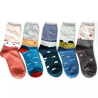 5 pairspack women socks high quality cotton cute kawaii colorful funny fish tree fashion harajuku socks for female girls