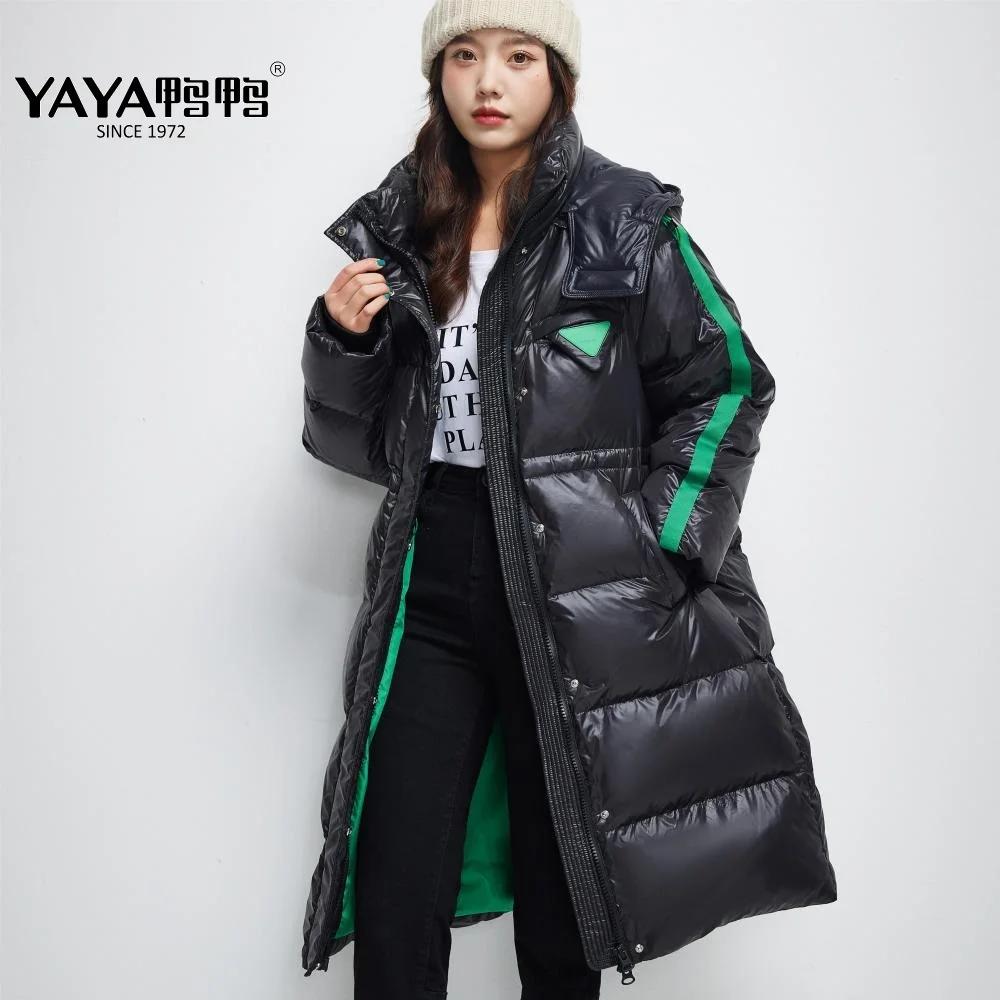 

YAYA 2022 Women's Down Jacket Inclusive Extended 90% White Duck Liner Water-Proof Wide Waist Thicken Stand Collar Hooded Coat