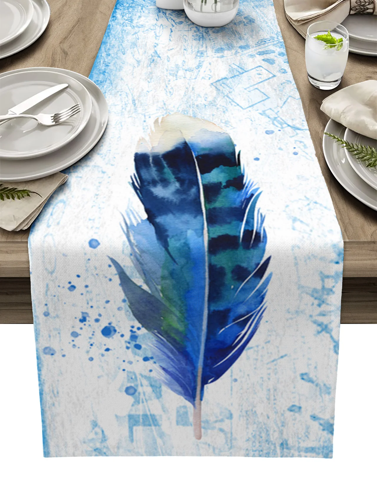 

Винтажная декоративная дорожка из перьев, декоративное украшение для стола с акварелью, для домашнего декора, обеденный стол