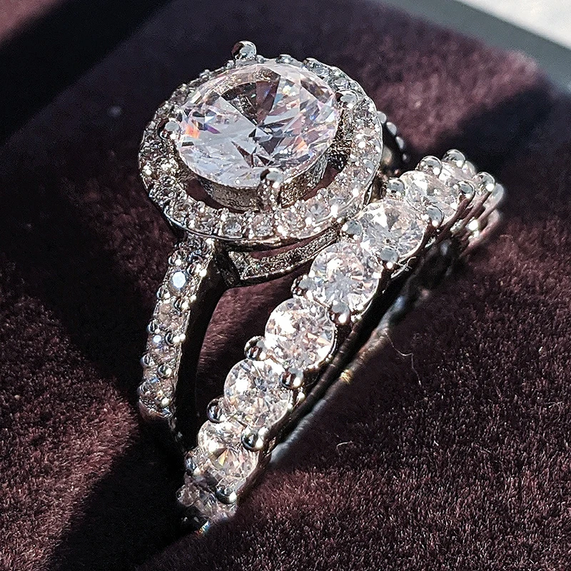 Набор обручальных колец для невесты серебристого цвета обручальное кольцо