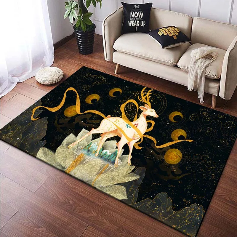

Japanese Phoenix Gold Animals Style Rugs for Bedroom Kids Boys&girl Room Decoration Cool Floor Mats Living Room Carpets Non-slip