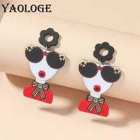 yaologe 2022 new popular characteristic cartoon character drrop earrings for female creative niche design acrylic oorbellen