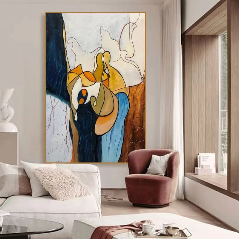 

Pure Hand-painted High-end Oil Painting Geometric Abstract Art Decorative Painting Living Room Modern Texture Canvas Painting