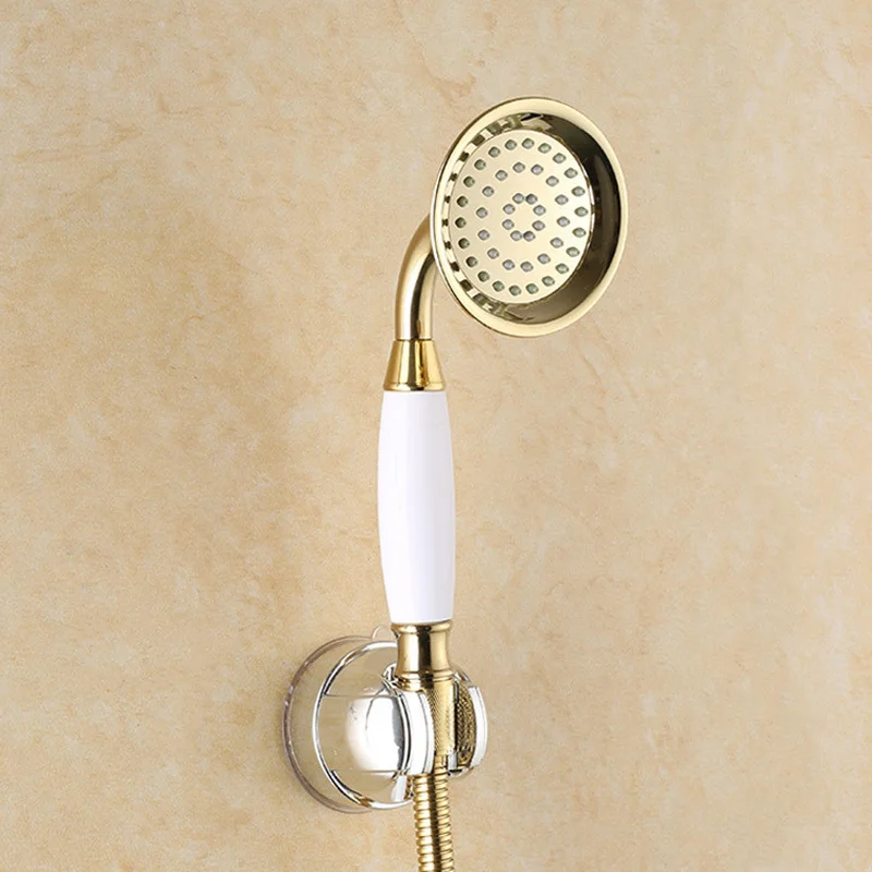 Universal Suction Cup Adjustable Hand Shower Head Holder Full Rail Plating Shower Arm Holder Bathroom Bracket Stable Rotation images - 6