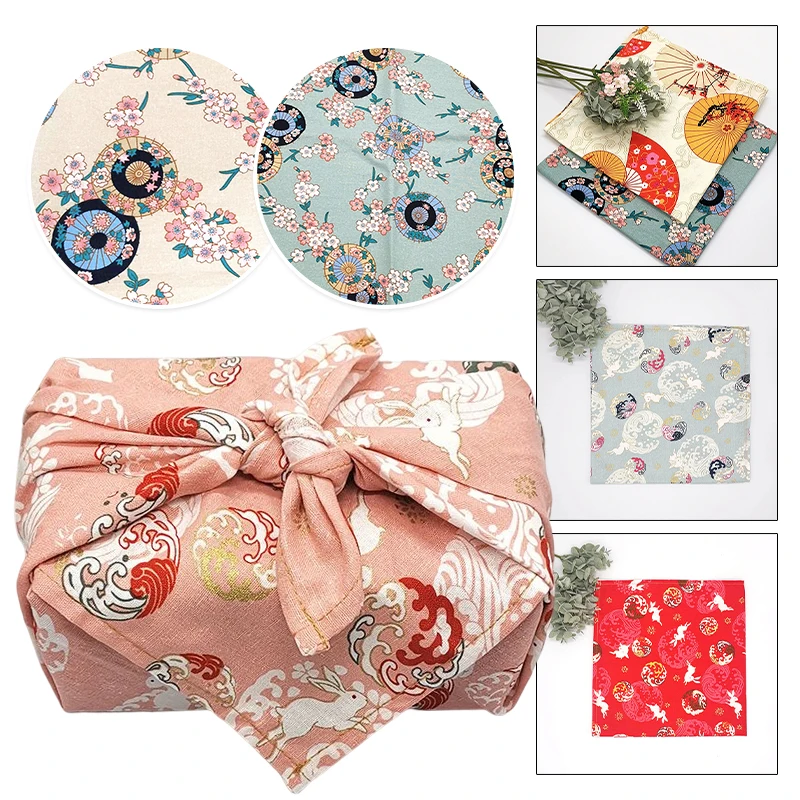 70x70/90x90cm Japanese Handkerchief Furoshiki Double Side Floral Print Bento Gift Wrapping Cloth Square Dust Cover Tablecloth
