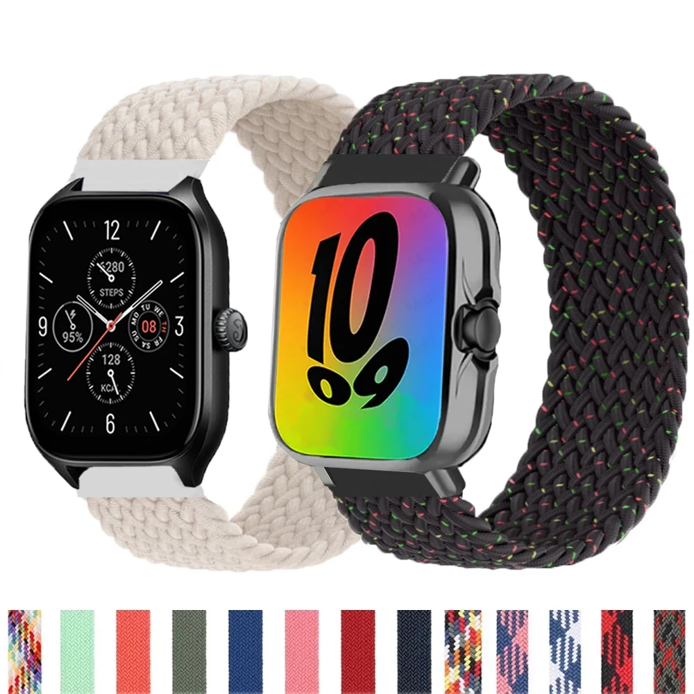 

Плетеная соло-петля для Amazfit GTS 4/2/2e/GTS2 Mini/GTR 4/2e/3/Pro 47 мм GTR2/2e/stratos 2/3, браслет 20 мм/22 мм Amazfit ремешок bip