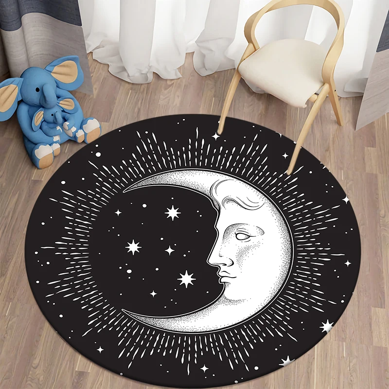 Boho Style Printed Round Carpet Camping Picnic Mats Anti-Slip Rug Yoga Mat E-sports Carpet Sofa Decoration Area Rug Fans gift