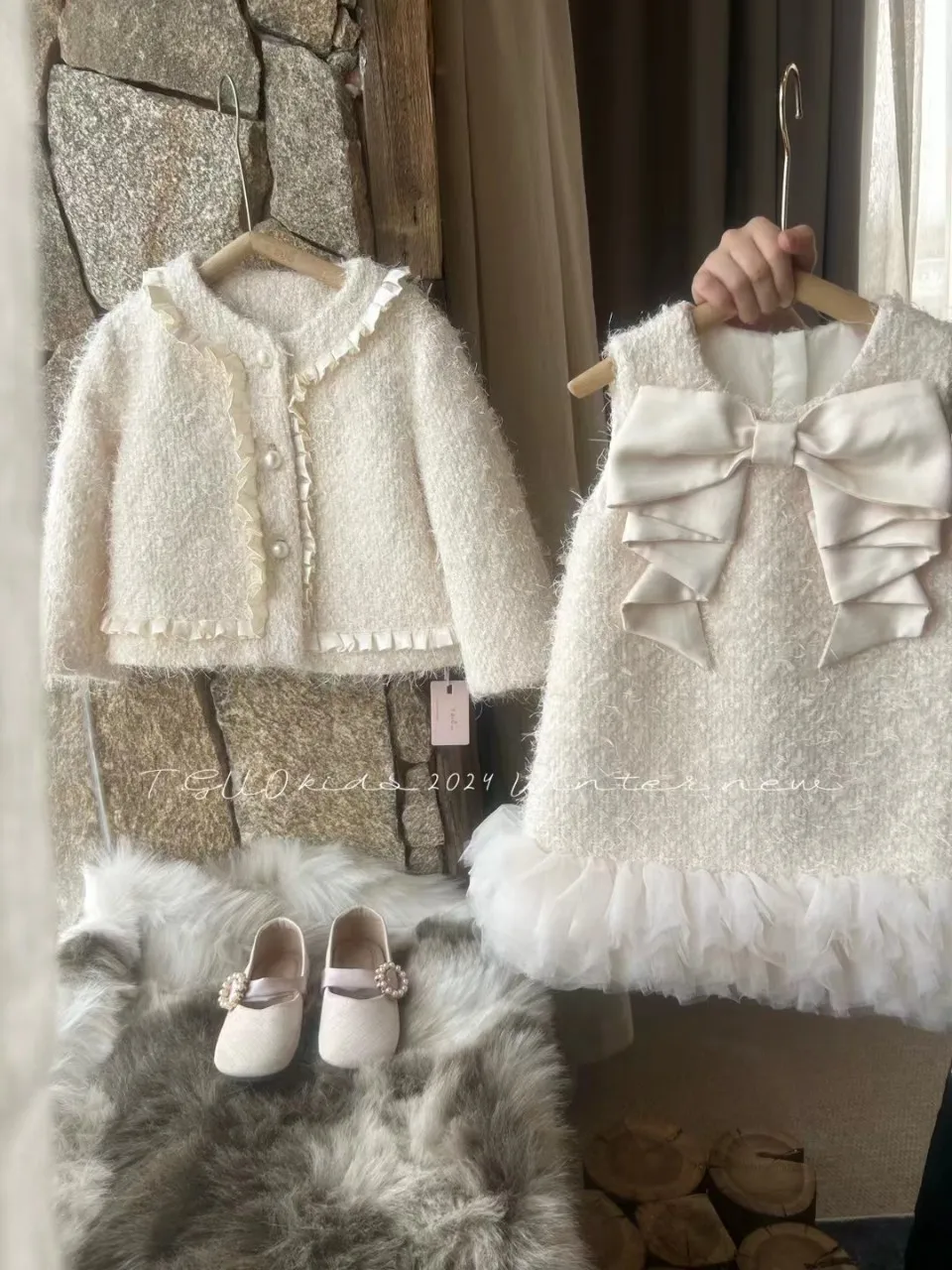 Комплекты для маленьких девочек изящный стиль элитное пальто тюлевое платье без
