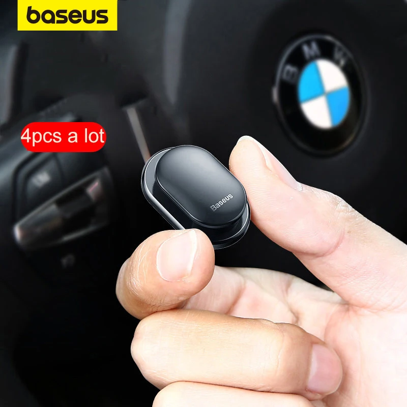 

Baseus 4Pcs Car Hooks Organizer Storage for USB Cable Headphone Key Storage Self Adhesive Wall Hook Hanger Auto Fastener Clip