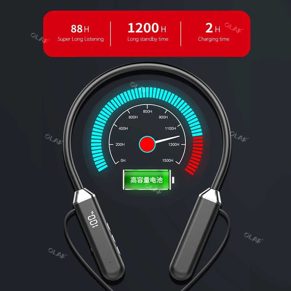 Olaf TWS Magnetic Wireless Headphones Neckband Bluetooth 5.2 Earphone headset Sports Running Waterproof Earbud Wireless with MiC