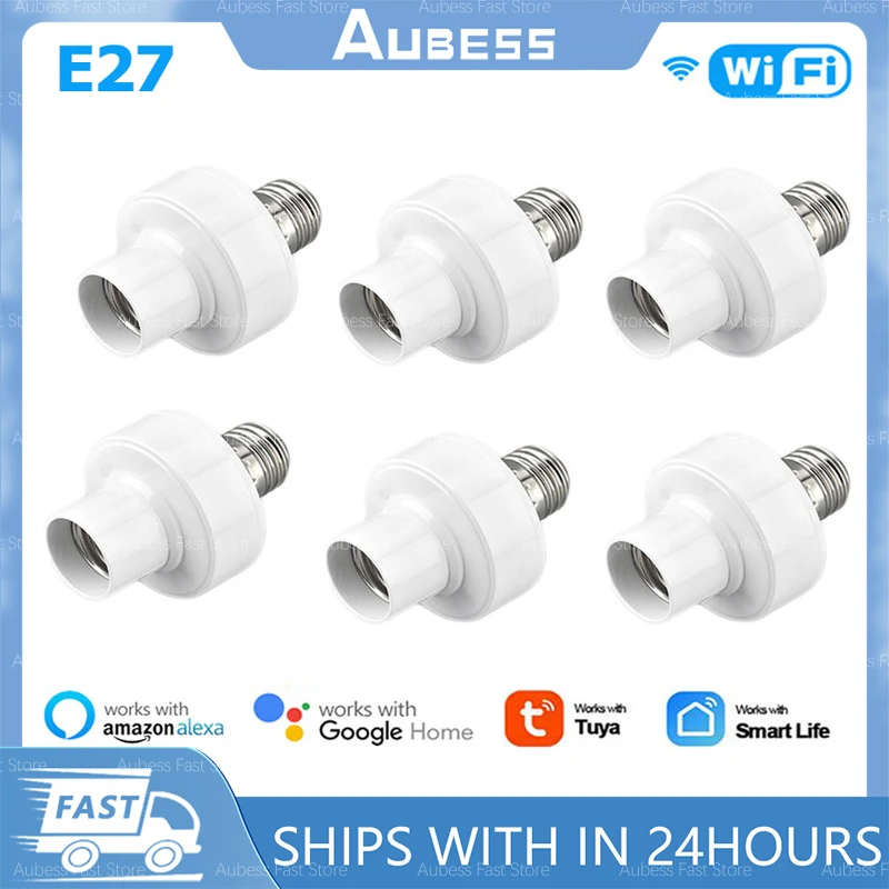 AUBESS WiFi Smart Light Bulb Adapter Lamp Holder Base AC Smart Life/Tuya Wireless Voice Control With Alexa Google Home E27 E26