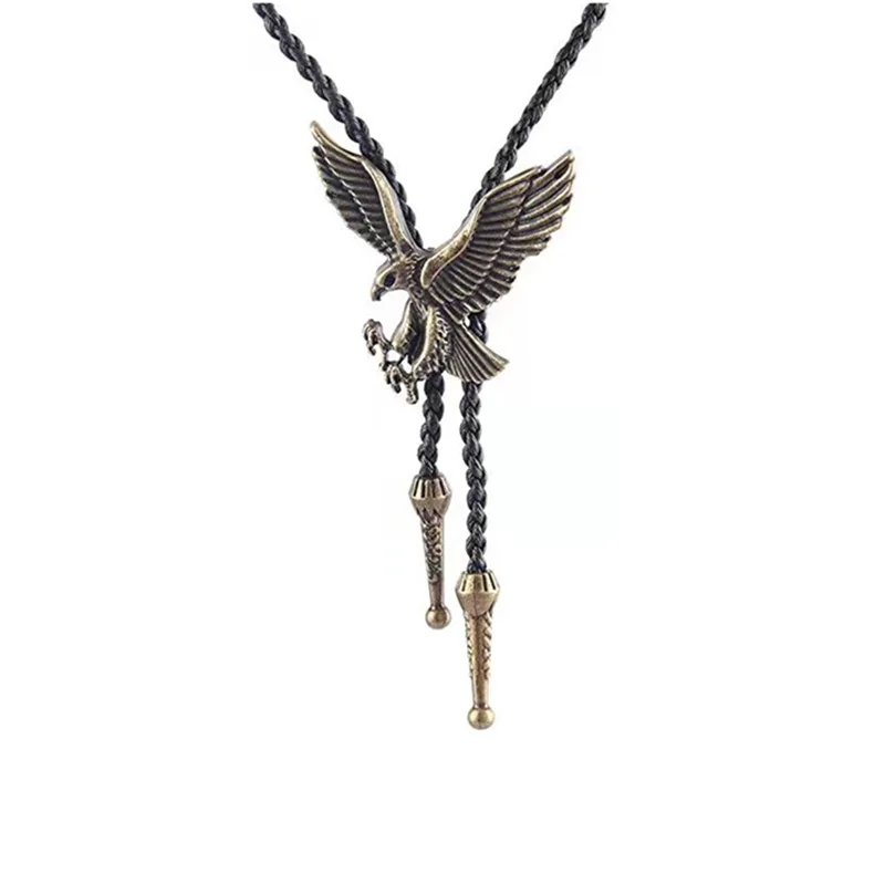 

Vintage Fashion Personalized Woven Leather Rope Eagle Pendant Hip-hop Punk Long Sweater Chain Banquet Jewelry Accessories Gift