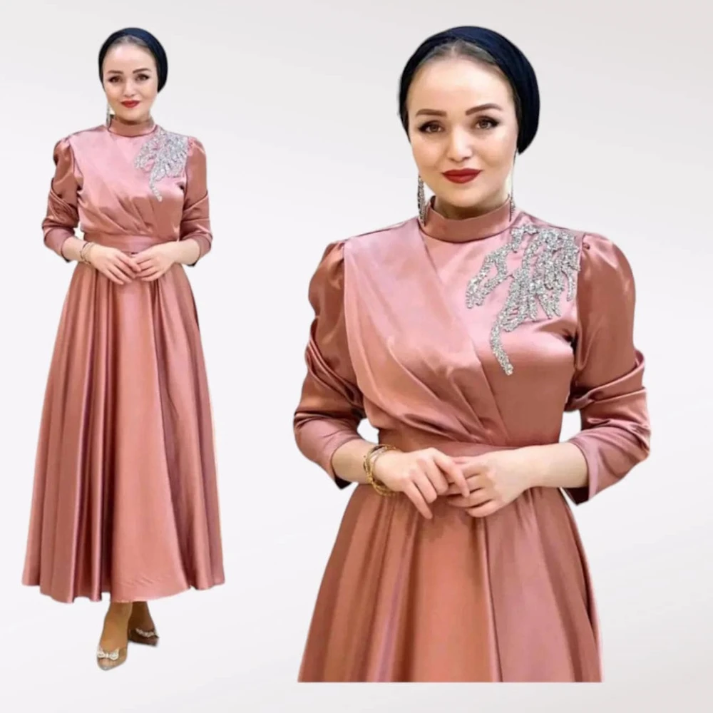 

Женское вечернее платье до щиколотки, с высокой горловиной