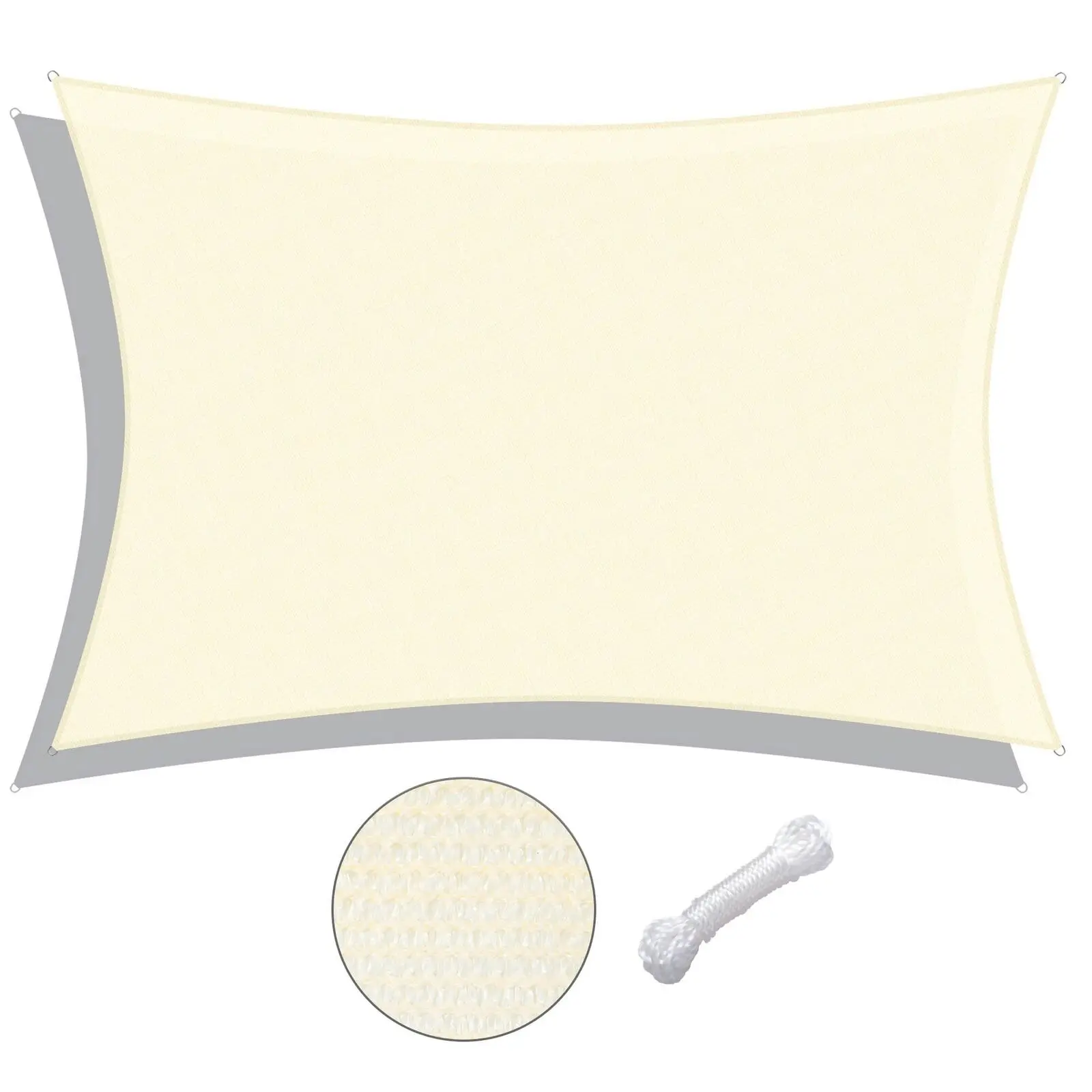 

8'X12' Decorative & Effective Rectangle Sun Shade Sail UV Protection Rice White