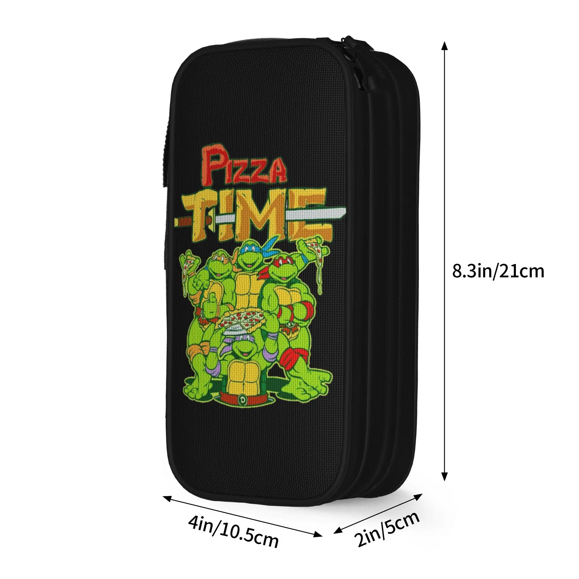 Фото Креативные черепашки TMNT   Пенал-косметичка Pizza Time для школьников, вместительный, на молнии, для канцелярских принадлежностей №2