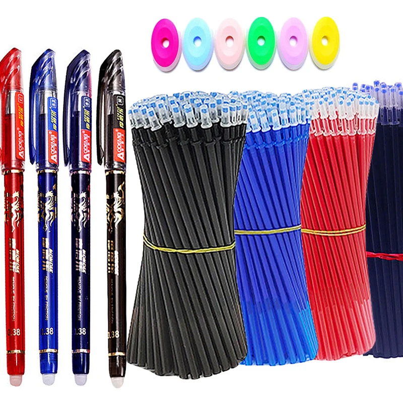 

115 Pcs Erasable Gel Pens Set 0.5mm Kawaii Blue/Black ink Refill for Writing Office Students Back to School Supplies Stationery