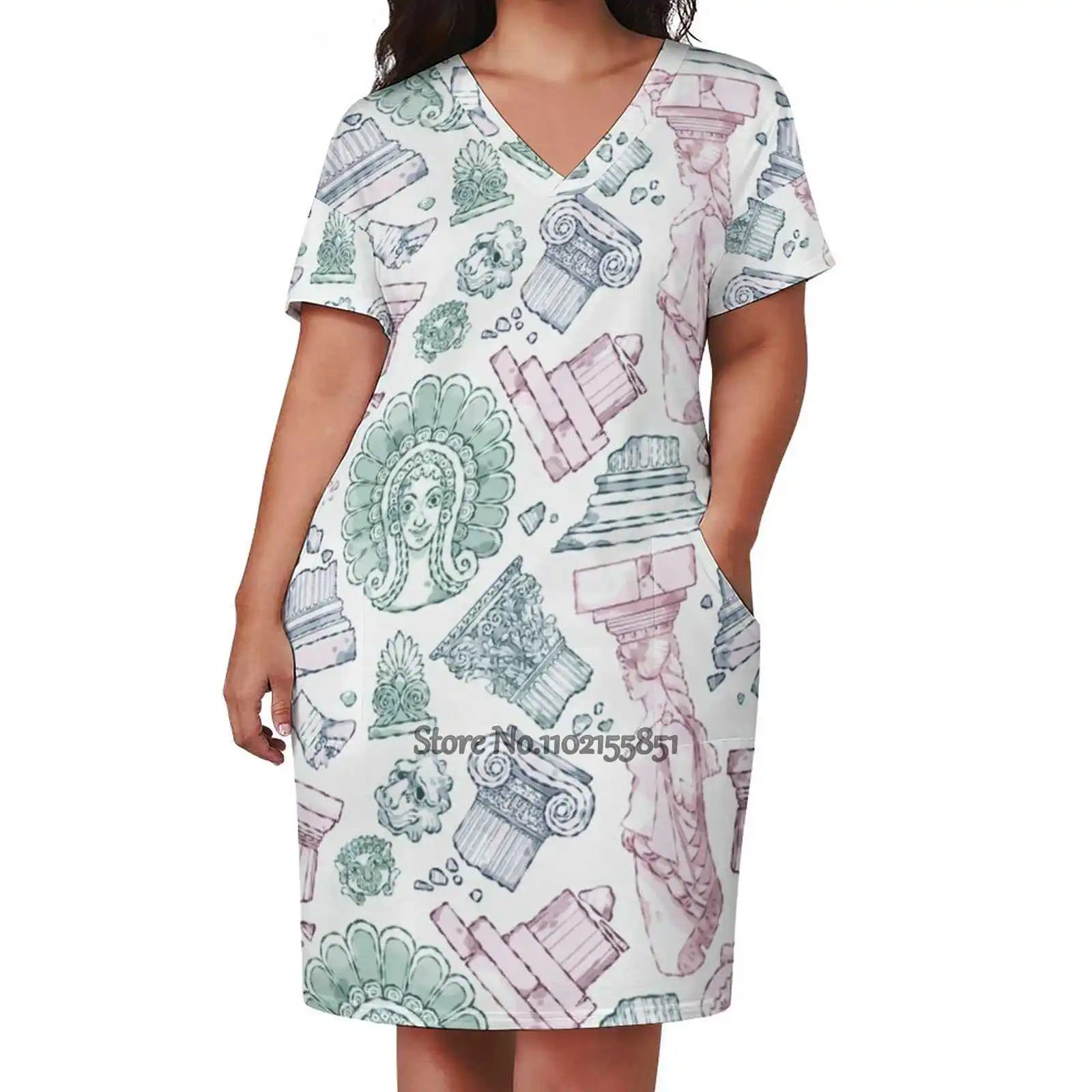 Greek Back Lacing Backless Dress Square Neck Sweet Elegant Doric Ionic History Classic Antefix Column Story