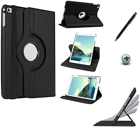 

For Premium 360° Rotating Leather iPad Mini 4 Case/ Touch Pen (Black)