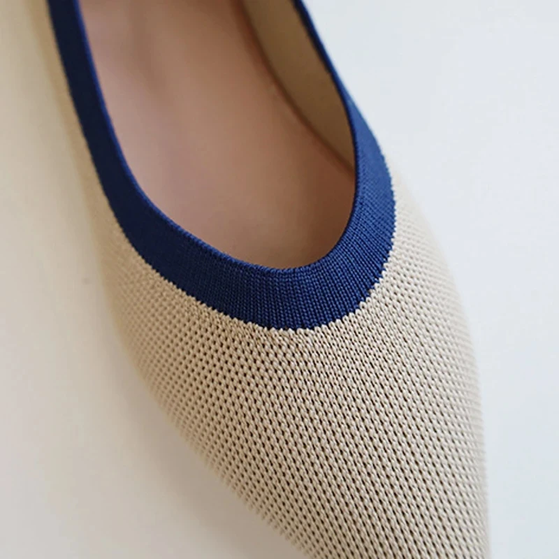 Chic and elegant women loafers high quality v neck mesh flats low heels pointed toe pumps designer ladies office shoes