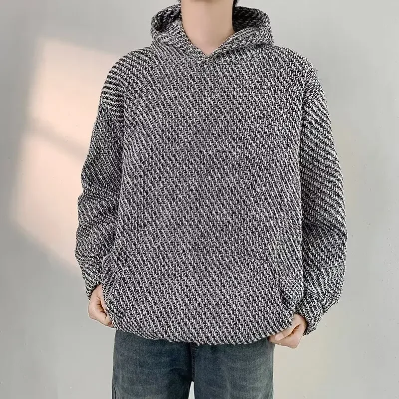 Темно-серая толстовка с капюшоном для мужчин модная простая однотонная осенняя