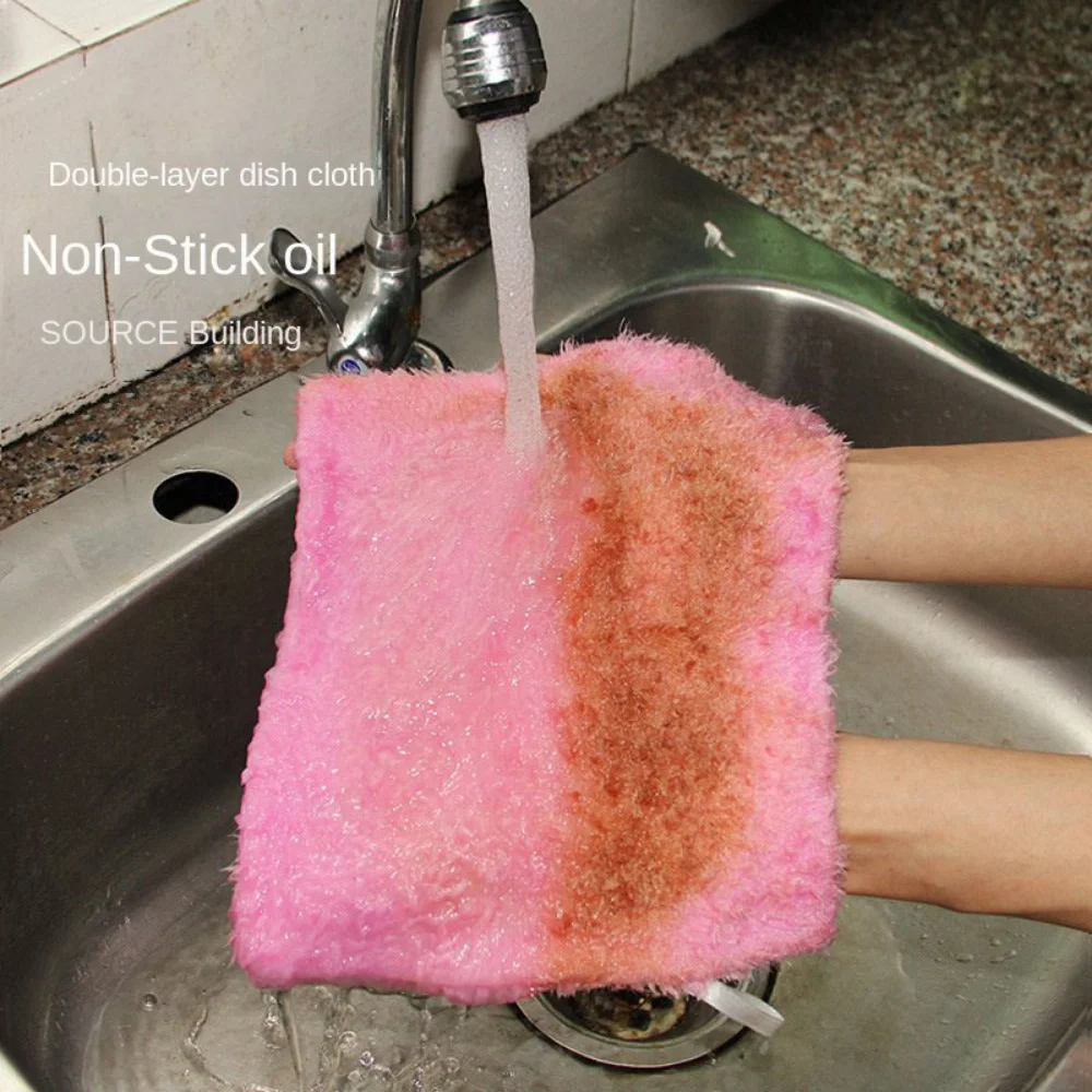 

1Pc Bamboo Fiber Anti-grease Dish Cloth Kitchen Cleaning Washing Towel Soft Scouring Pad Tableware Household Gadgets