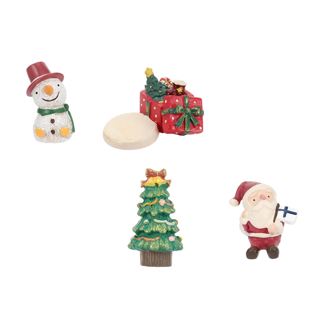 

4pcs Adorable Xmas Resin Figurine Adornments Landscape Decors