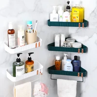 minimalist plastic bathroom rack wall mounted punch free shelves corner washstand triangular makeup storage organizer shelf