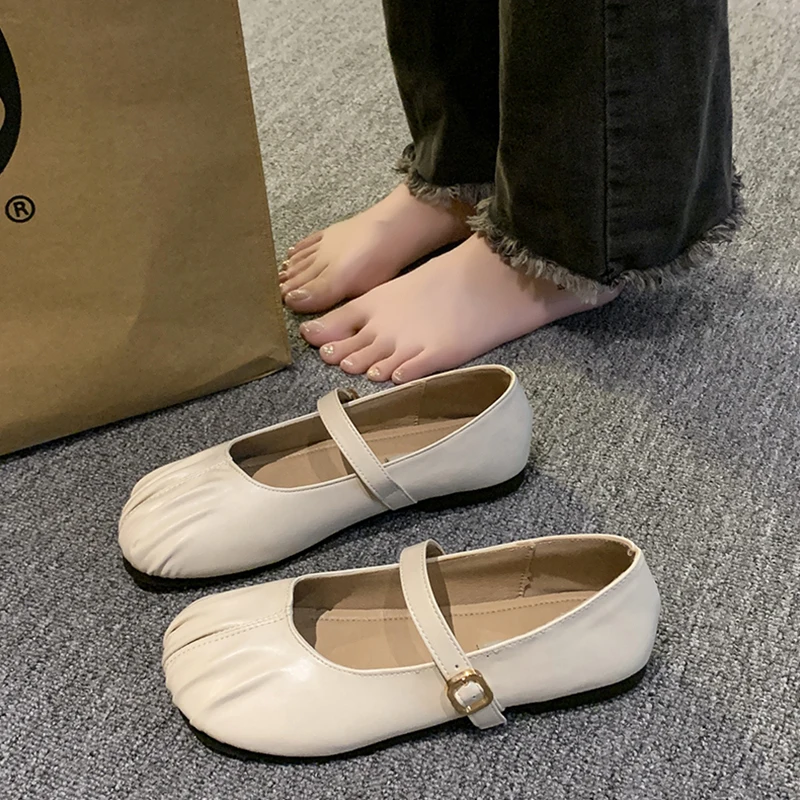 

Shoes Woman Flats Casual Female Sneakers Square Toe All-Match Soft Shallow Mouth Dress New Comfortable Retro Summer Moccasin Lei