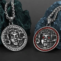 norse mythology medusa snake pendant unisex retro punk snake medusa 316l stainless steel necklace pendant gift jewelry wholesale