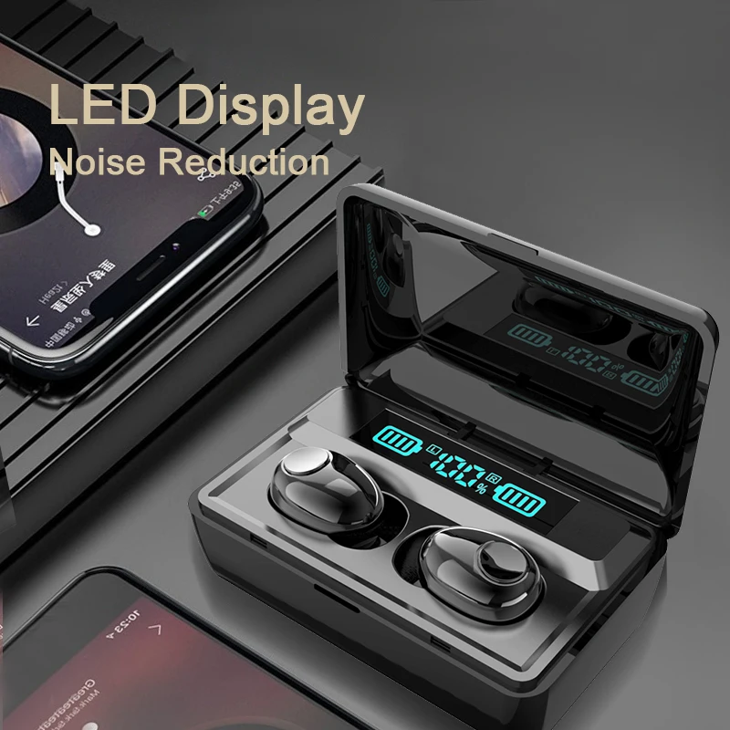 

New T8 TWS Earphone Wireless Bluetooth 5.0 Headphones Waterproof Sport Headsets Noise Reduction Earbuds with Mic