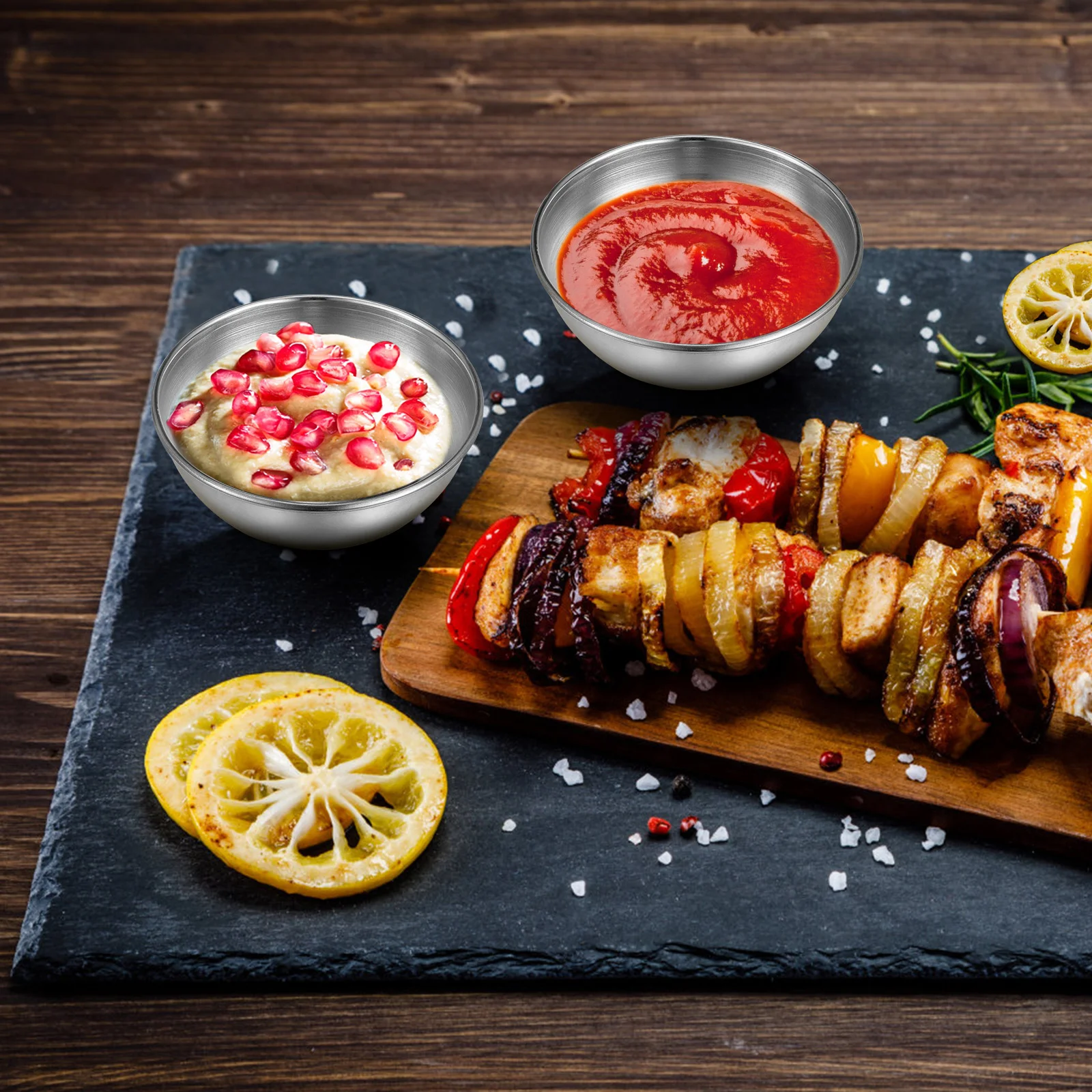 Серебряная чаша чашки для соуса маленькие блюда приправ сервировочная тарелка