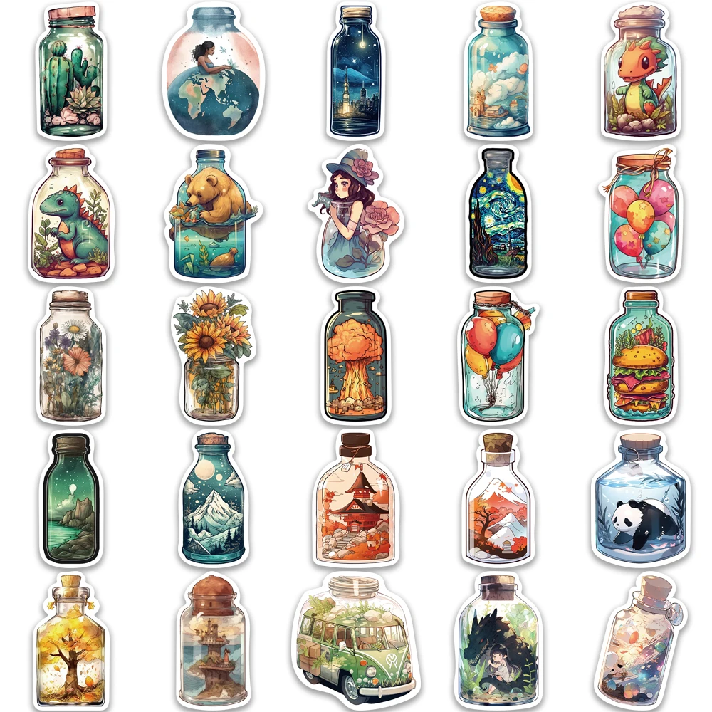 

10/30/50CS Big World in a bottle Stickers Vintage For DIY Car Notebook Guitar Motorcycle Laptop Luggage Suitcase Graffiti Decals