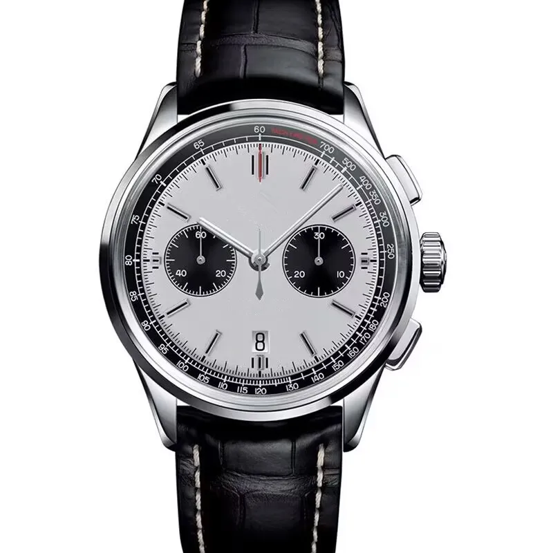 

Top Luxury Brand Premier High Quality Dial 42mm Chronograph Calendar Watch for Men Leather Quartz Wristwatch
