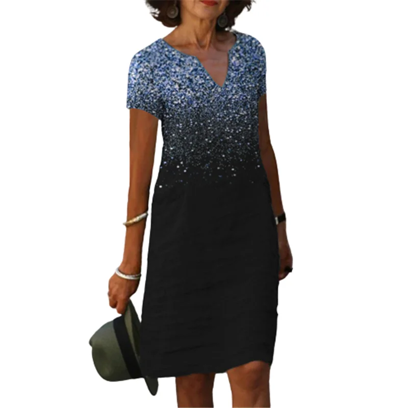 

Vintage Print Women Dress 2022 New Summer Casual Dress Streetwear Short Sleeve V-neck Floral Print Straight Dress Femme Vestidos