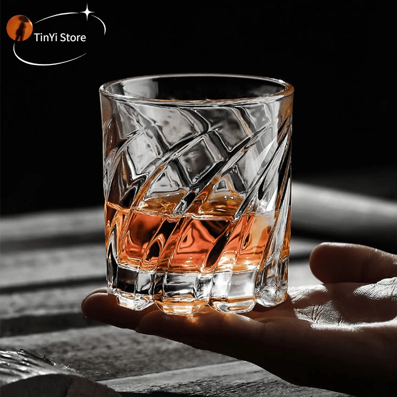 

300ml Rotating Whiskey Glass Old Fashioned Glass for Drinking Bourbon Scotch Cocktails Whisky Shake Cup Creative Personality