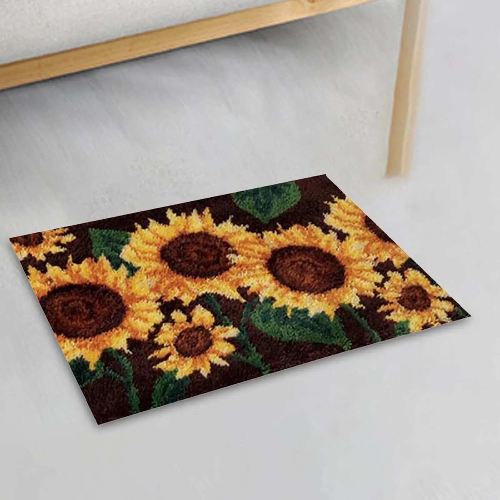 

Sunflower Latch Hook Rug Kits Home Decoration Cushion Unfinished Tapestry Needlework Mat Crochet Yarn for Beginners Kids Adults